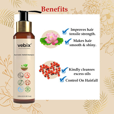 VEBIX PROFESSIONAL Customized Ayurvedic Anti-Hairfall Shampoo For All Hair (100Ml)
